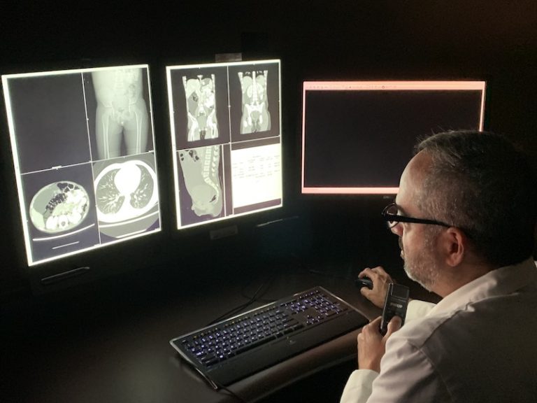 Radiologist reads a pediatric image